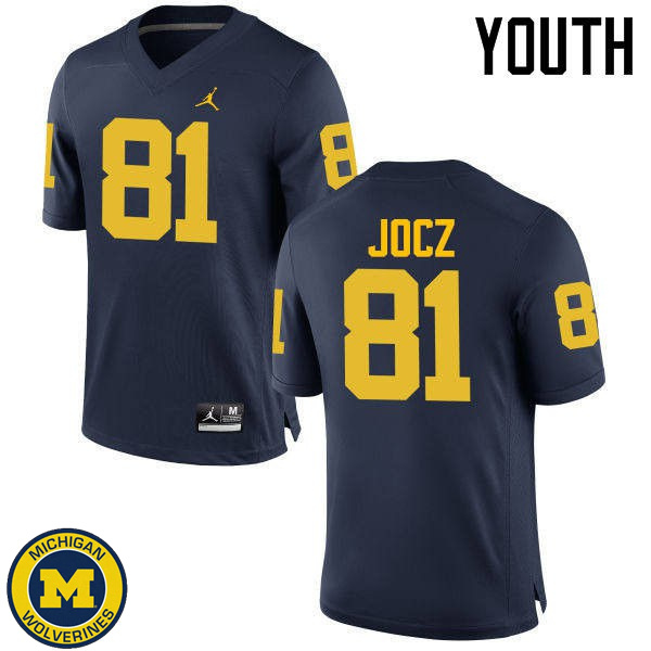 Youth Michigan Wolverines #81 Michael Jocz Navy High School Football Jersey